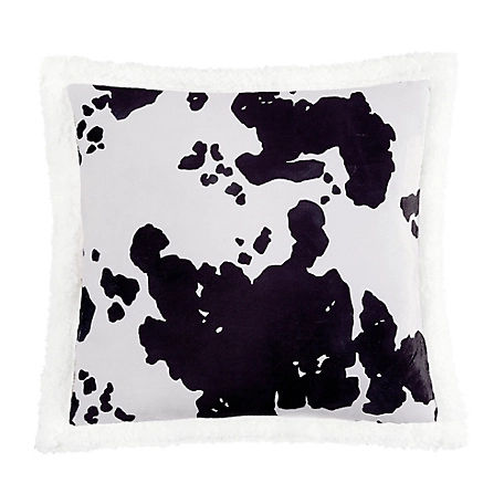Indigo Hill by HiEnd Accents Elsa Cowhide Campfire Sherpa Pillow, 18 in. x 18 in.