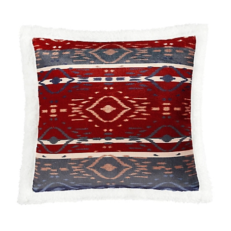 Indigo Hill by HiEnd Accents Home on the Range Aztec Campfire Sherpa Pillow, 18 in. x 18 in.