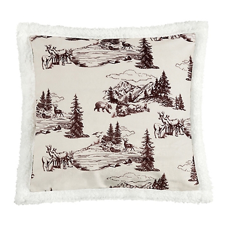 Indigo Hill by HiEnd Accents White Pine Campfire Sherpa Pillow, 18 in. x 18 in.