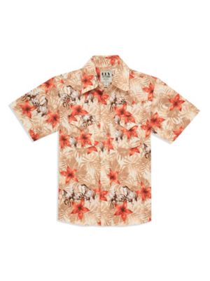 Image showing 0 th Ely Cattleman Short Sleeve Hawaiian Horse Print