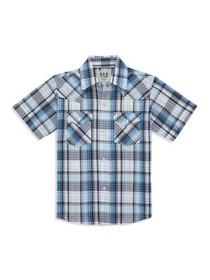 Ely Cattleman Boy's Short Sleeve Textured Plaid Western Shirt