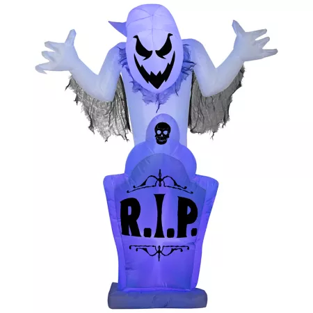 Gemmy Halloween Inflatable Ghost and Tombstone with Flickering Black Lights Halloween Inflatables