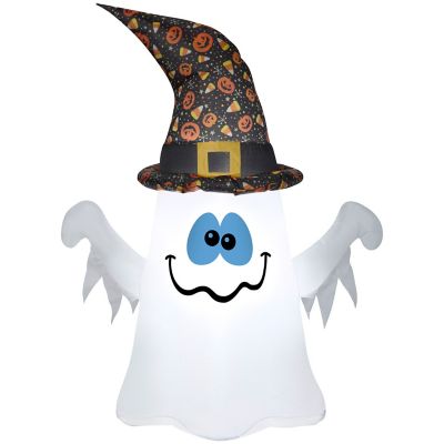 Gemmy Halloween Inflatable Ghost in Witch Hat