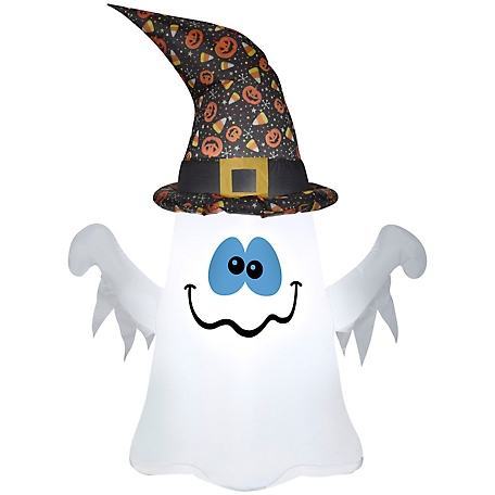 Gemmy Halloween Inflatable Ghost in Witch Hat