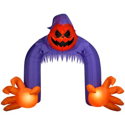 Gemmy Halloween Inflatable Jack-O'-Lantern Reaper Archway with Swirling Lights
