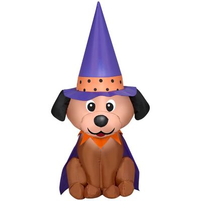 Gemmy Halloween Inflatable Dog in Witch Hat