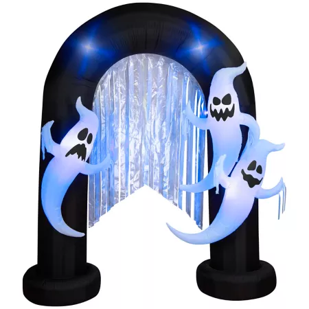 Gemmy Halloween Inflatable Ghost Archway with Glittering Black Lights and Metallic Streamers Halloween Inflatables