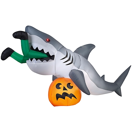 Gemmy Animated Halloween Inflatable Shark Snack Scene