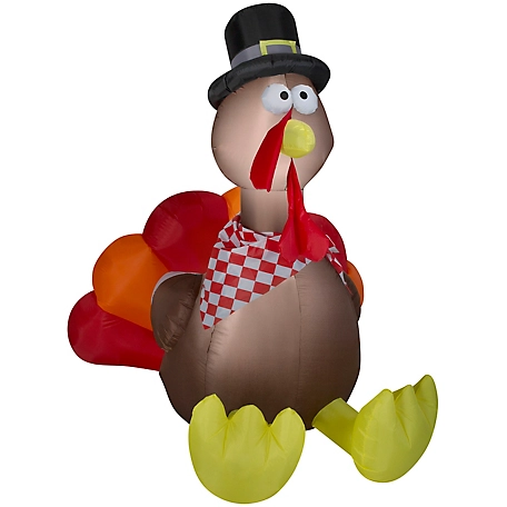 Gemmy Thanksgiving Inflatable Turkey with Checkered Scarf