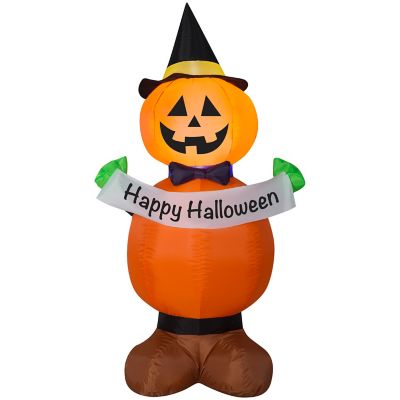 Gemmy Halloween Inflatable Jack-O'-Lantern Stack with Banner
