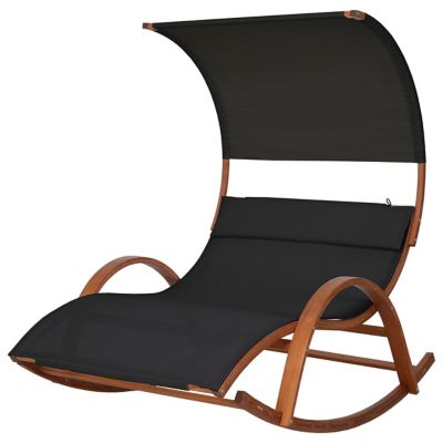 Image showing  Outdoor Cedar Wood Black Lounge Daybed with Canopy