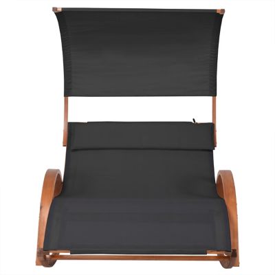 Image showing  Outdoor Cedar Wood Black Lounge Daybed with Canopy