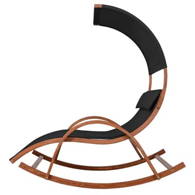 Image showing  Outdoor Cedar Wood Black Lounge Daybed with Canopy