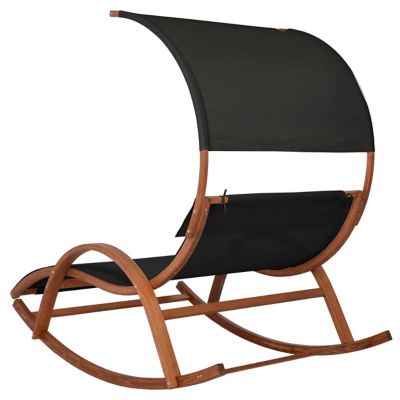 Image showing  Outdoor Cedar Wood Black Lounge Daybed with Canopy