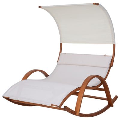 Image showing  Outdoor Cedar Wood White Lounge Daybed with Canopy