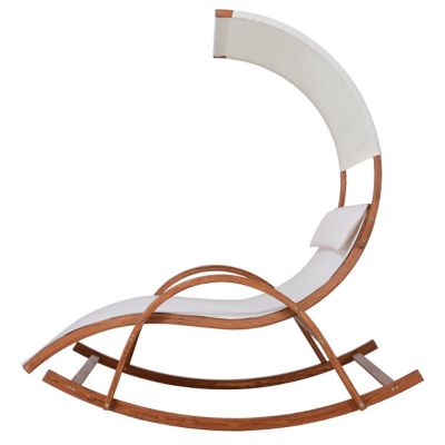 Image showing  Outdoor Cedar Wood White Lounge Daybed with Canopy