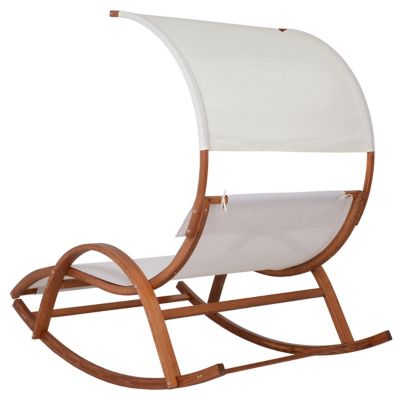 Image showing  Outdoor Cedar Wood White Lounge Daybed with Canopy