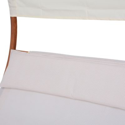 Image showing 5 th Deko Living Outdoor Cedar Wood White Lounge Daybed with Canopy