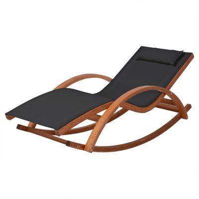 Image showing  Outdoor Cedar Wood Patio Lounge Chair with Canopy, Black