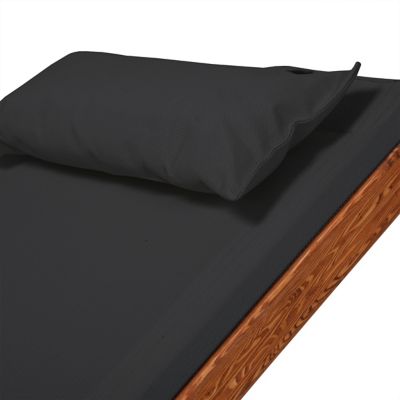 Image showing  Outdoor Cedar Wood Patio Lounge Chair with Canopy, Black