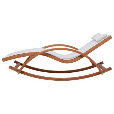 Image showing  Outdoor Cedar Wood Patio Lounge Chair with White Textilene Fabric