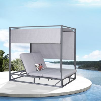 Deko Living Outdoor Rectangular Patio Daybed, Gray