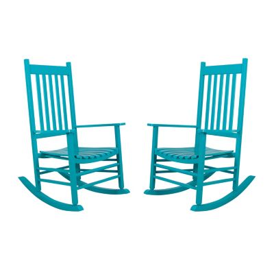 Shine Company Classic 2-Piece Wooden Outdoor Patio Rocking Chair Set