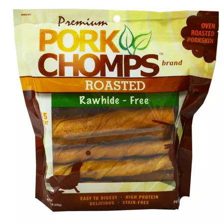 Pork Chomps Roasted Pork Dog Chews 15 ct Dog Bones Rawhide & Rawhide Alternative