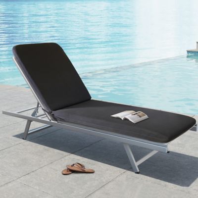 Outdoor Decor by Commonwealth Ebony Outdoor Lounger Cushion 22 x 73 in., Solid Black