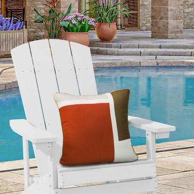 Outdoor Decor by Commonwealth Ruby Red Outdoor Mondrian Pillow 18 x 18 in., Red