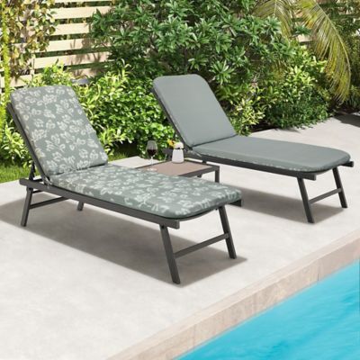 Outdoor Decor by Commonwealth Sunny Citrus Outdoor Printed Leaf Lounger Cushion 22 x 73 in., Grey