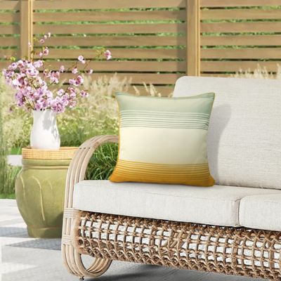 Outdoor Decor by Commonwealth Sunny Citrus Outdoor Striped Print Pillow 18 x 18 in., Yellow