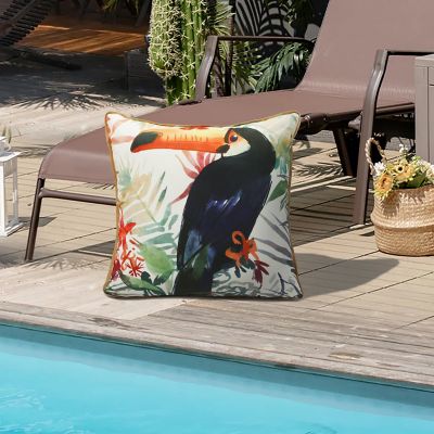 Outdoor Decor by Commonwealth Tropical Large Outdoor Toucan Pillow 24 x 24 in., Multi