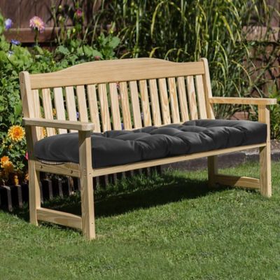 Outdoor Decor by Commonwealth Ebony Outdoor Wicker Settee Cushion 44 x 19 in., Solid Black