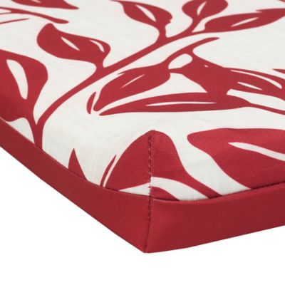 Image showing  Ruby Red Outdoor Printed Leaves Lounger Cushion 22 x 71 in., Red Ivory