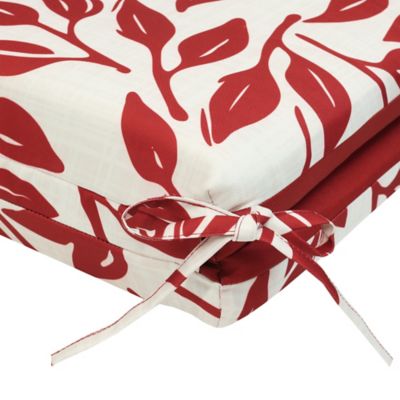 Image showing  Ruby Red Outdoor Printed Leaves Lounger Cushion 22 x 71 in., Red Ivory