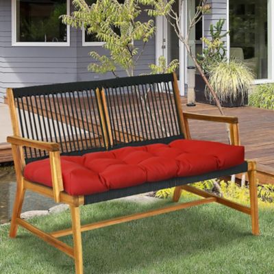 Outdoor Decor by Commonwealth Ruby Red Outdoor Wicker Settee Cushion 44 x 19 in., Solid Red