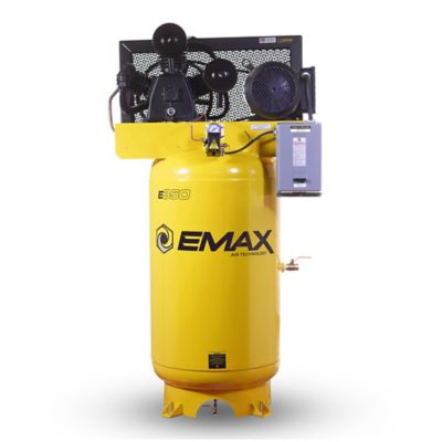 EMAX 7.5HP 80G 2-Stage 1PH Industrial 3-Cyl. Motor Splash lubricated 26CFM @100PSI Electric Air Compressor - ESL07V080Y1