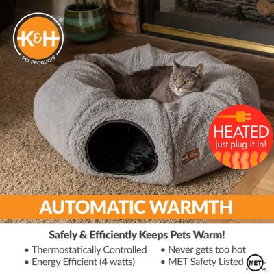 Image showing  Thermo Tunnel Cat Bed Gray Round 28 x 28 x 9