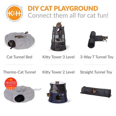 Image showing  Thermo Tunnel Cat Bed Gray Round 28 x 28 x 9