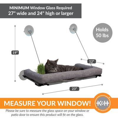 Image showing  EZ Mount Sill Deluxe Bolster with Cat Grass Station, Gray 23 x 12