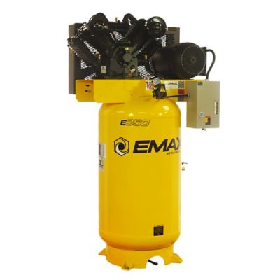 EMAX 10 HP 80 gal. 2-Stage Industrial V4 Splash lubricated Cast Iron Pump Electric Air Compressor, 175 PSI, 1-Phase