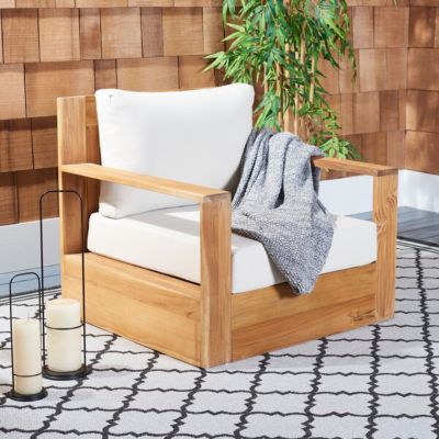 Image showing 1 th Safavieh Kauai Brazil Teak Patio Chair, Natural, Beige