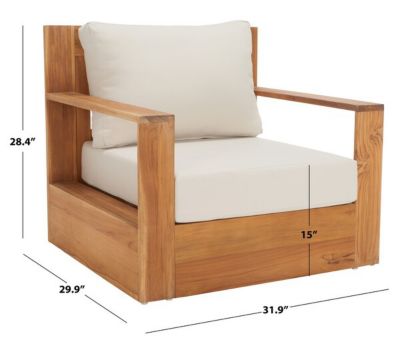 Image showing 2 th Safavieh Kauai Brazil Teak Patio Chair, Natural, Beige