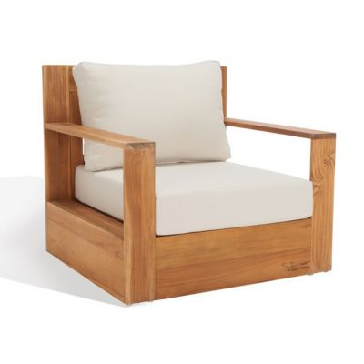 Image showing 3 th Safavieh Kauai Brazil Teak Patio Chair, Natural, Beige