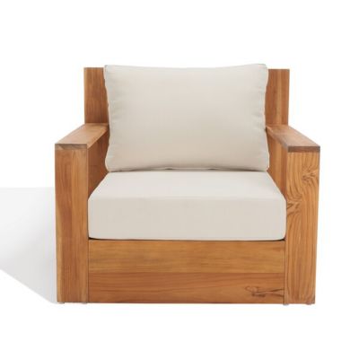 Image showing 4 th Safavieh Kauai Brazil Teak Patio Chair, Natural, Beige