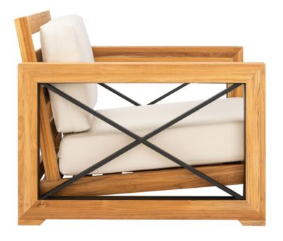 Image showing 6 th Safavieh Andros Teak Patio Chair, Natural, Beige