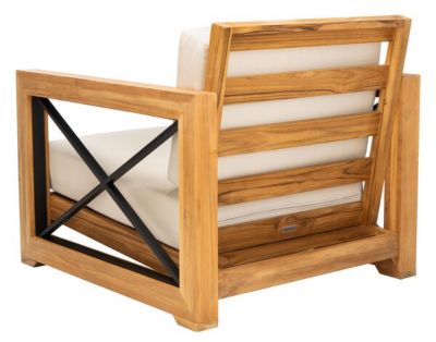 Image showing 9 th Safavieh Andros Teak Patio Chair, Natural, Beige