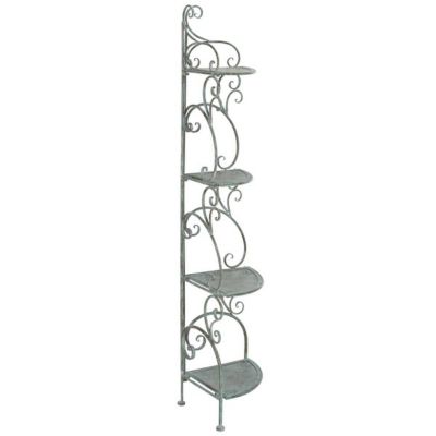 Image showing  4-Tier 12.6 in. x 59.8 in. x 12.6 in. Turuca Corner Shelf, Antique Green