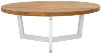 Safavieh Leo Round Coffee Table 3 Legs, Natural and White, PAT7319A